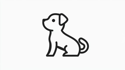 Simple Outline of a Playful Dog in Black Line Art Style