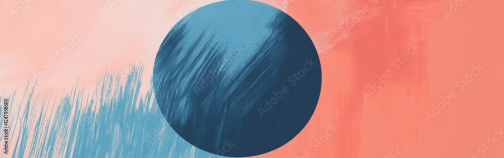 Poster Minimalist pencil strokes create a soft gradient background with a central geometric circle