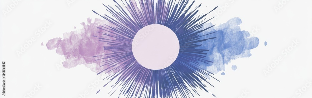 Poster Elegant minimalist design featuring lavender hues and pencil strokes creating a harmonious circular pattern
