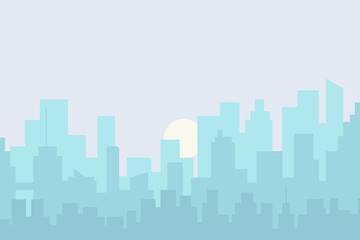 Fototapeta premium City skyline vector illustration. Urban landscape cityscape in flat style. City silhouette. Cityscape backgrounds. Daytime or Nighttime city skyline.
