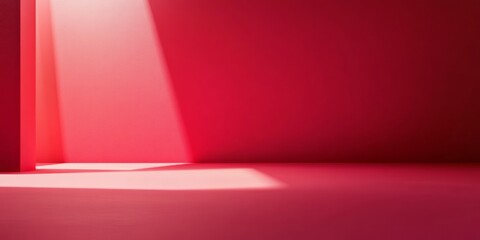 Obraz premium Red Room Sunlight Shadow Minimalist Scene