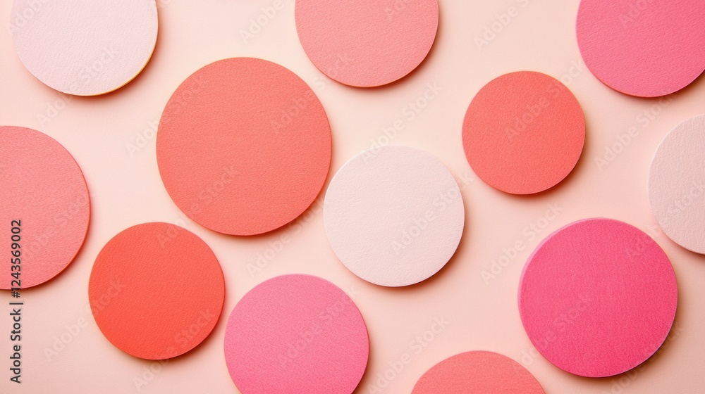 Poster minimalist design of overlapping circles in various shades of pink on a soft background