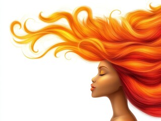 Striking portrait of woman with long flowing red hair