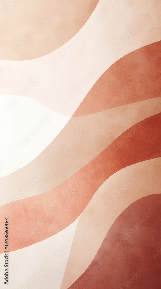 Poster minimalist geometric abstract design featuring soft curves and gentle hues in a warm color palette