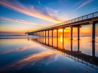 Minimalist Scripps Pier Sunset, San Diego Blue Hour - Coastal California Landscape