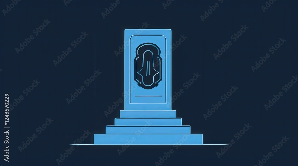 Poster abstract blue structure with minimalist design on dark background