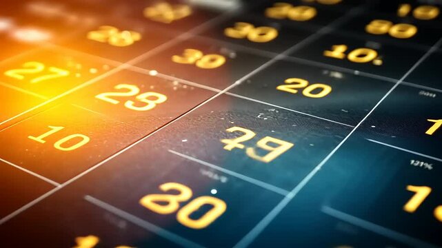 Close-up of a digital calendar or schedule grid displaying dates.