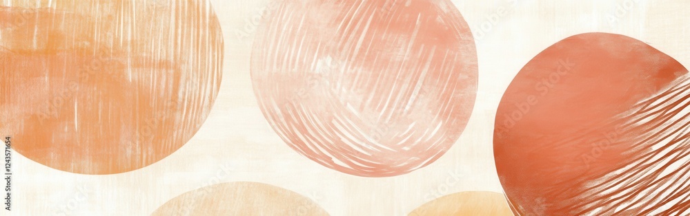Aufkleber Elegant muted coral circles created with pencil strokes highlighting artistic simplicity in abstract design