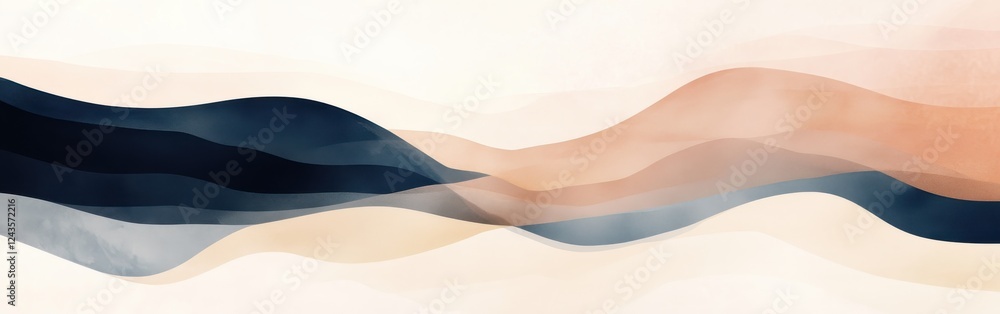 Poster Elegant abstract gradients in navy and soft hues create a calming visual experience for modern decor enthusiasts