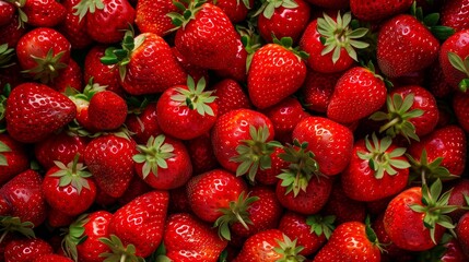 pile fresh strawberries vibrant red hues aesthetically pleasing pattern texture color details