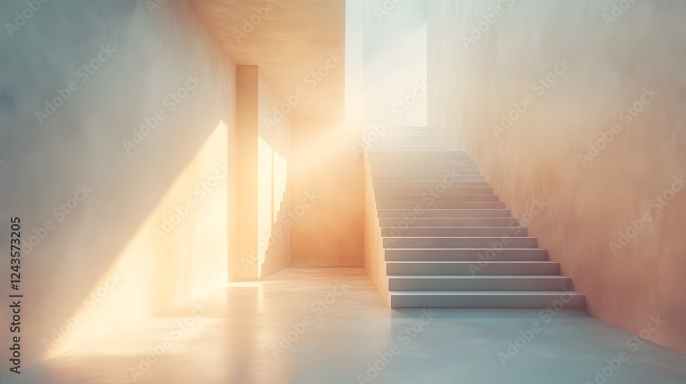 Aufkleber surreal staircase leading to enlightenment an architectural masterpiece of light and symmetry inviti