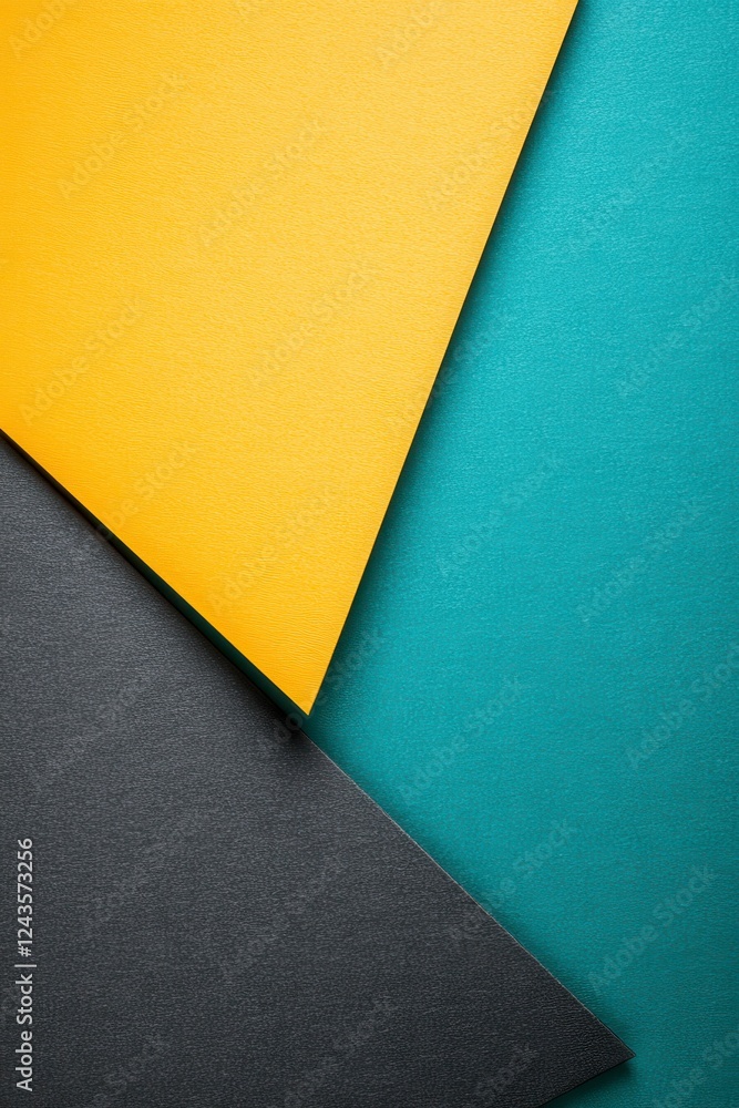 Poster abstract geometric background with textured yellow, teal, and black shapes. modern design with contr