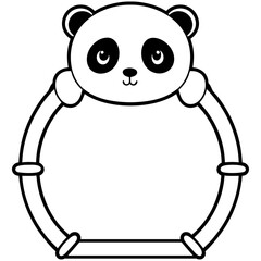 Cute Panda Frame Vector Graphic Art Illustration