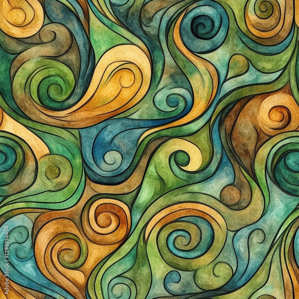 Poster intricate doodle cartoon drawings featuring colorful swirls and patterns in an abstract art style
