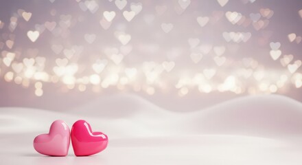 Pink Hearts on White Surface