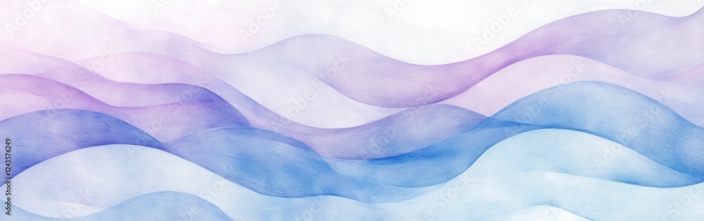 Poster soft abstract pencil strokes blend in serene waves of purple and blue colors creating a tranquil art