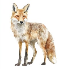 Fototapeta premium Watercolor Illustration of a Fox with Elegant Details and Colors