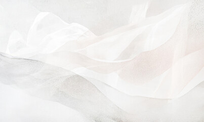 Fototapeta premium delicate abstract composition featuring soft, flowing white layers with subtle shimmering glitter, creating serene and ethereal atmosphere