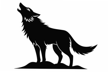 wolf howling  silhouette vector