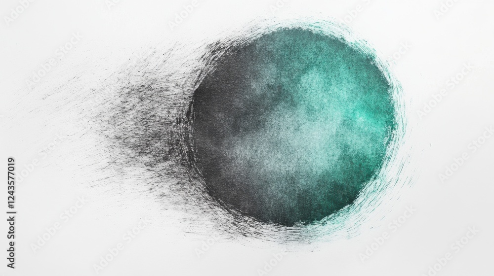 Aufkleber abstract composition showcasing pencil strokes with an emphasis on circular form and green hues in a