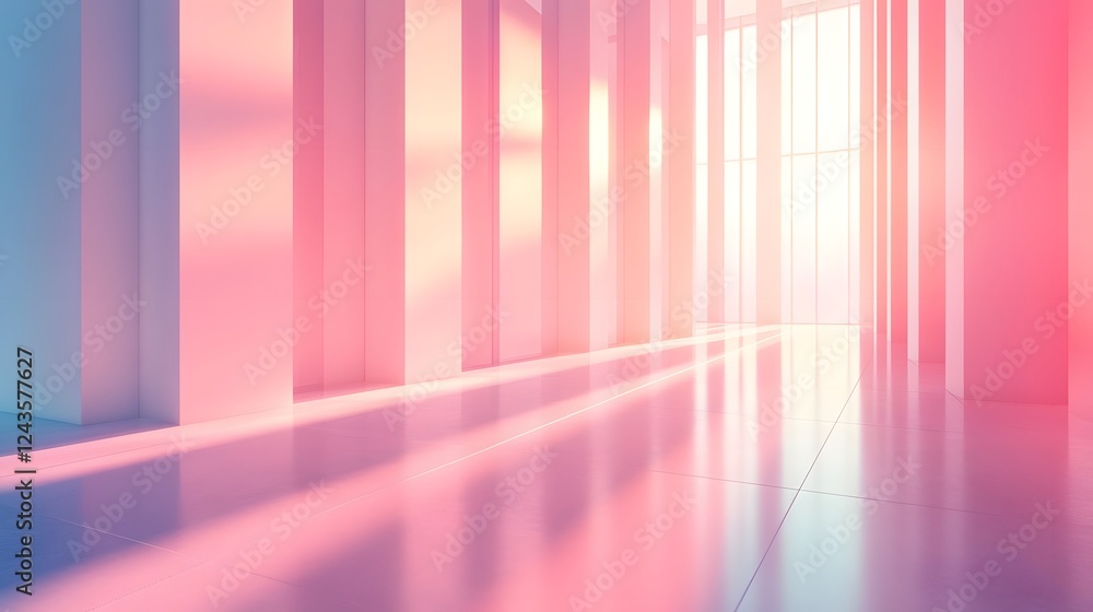Aufkleber bright and vibrant futuristic architectural corridor with geometric patterns and reflections of colo