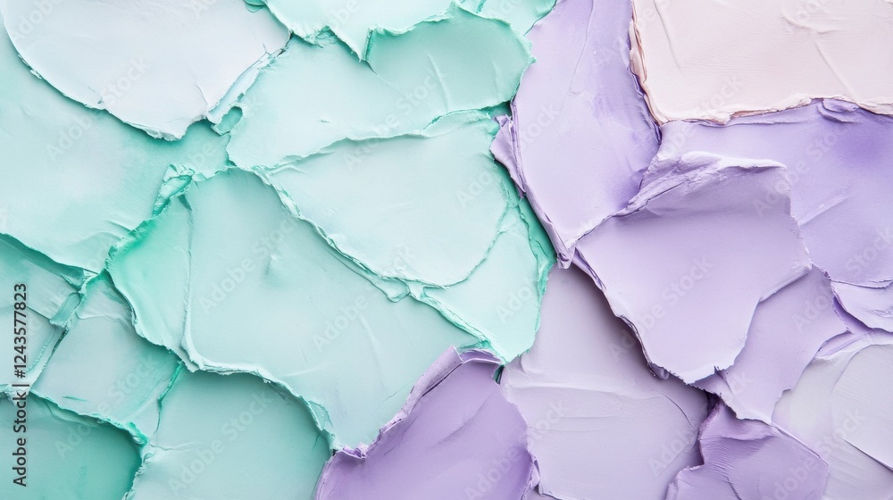 Poster abstract pastel mint and lavender torn textures create a calming visual impact in modern design