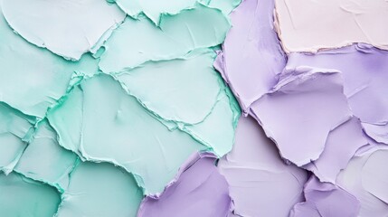 Naklejka premium Abstract pastel mint and lavender torn textures create a calming visual impact in modern design