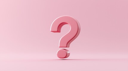 Pink 3D Question Mark on Pastel Background