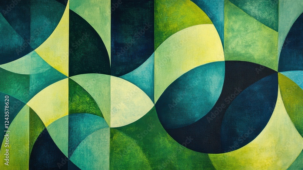 Aufkleber Vibrant emerald abstract shapes create a captivating visual harmony through overlapping layers and dynamic forms