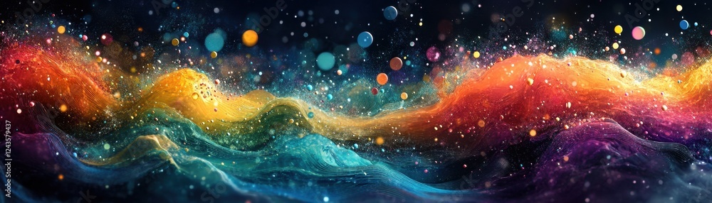 Wall mural vibrant abstract wave of colors and light with dynamic motion and energy in a cosmic space setting