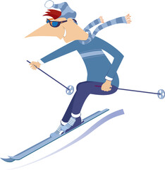 Fototapeta premium Skiing young man. Winter sport. Young skier man. Isolated on white background 