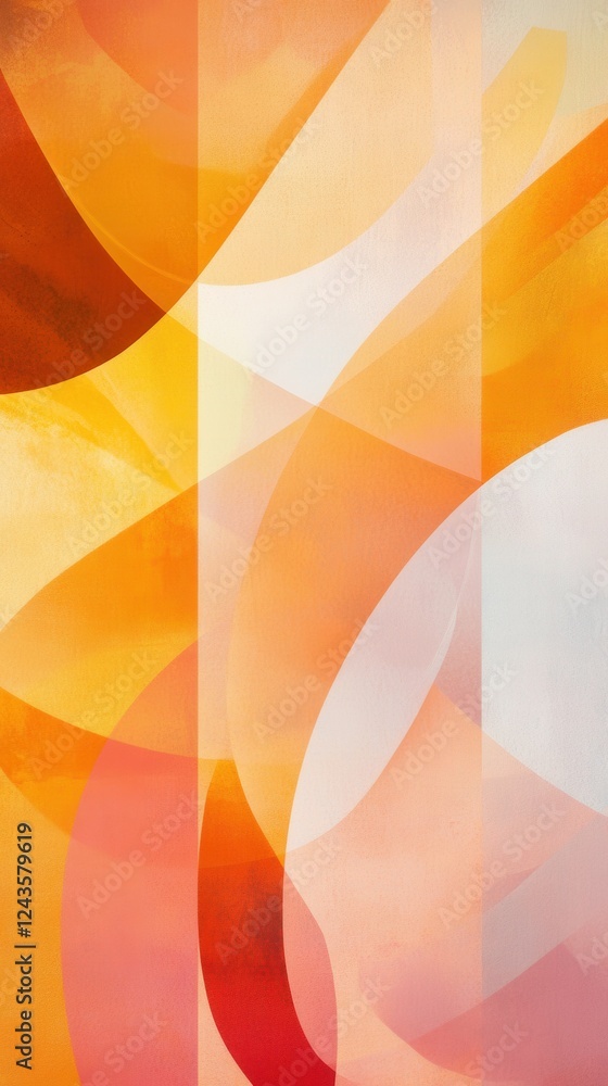 Poster warm-toned abstract design featuring soft peach hues in smooth flowing patterns and shapes