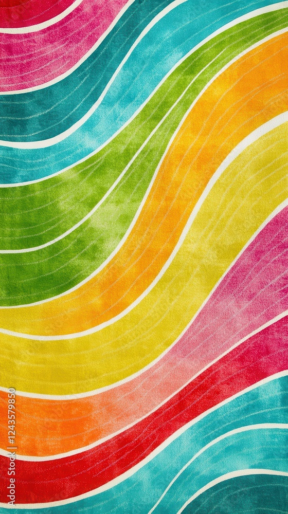 Poster Vibrant wave pattern in lime green and turquoise enveloping the canvas with dynamic colors and smooth lines