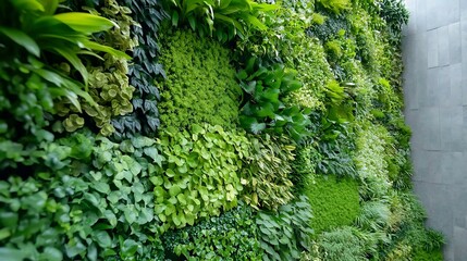 A modern co-working space with green walls and abundant natural plant decor