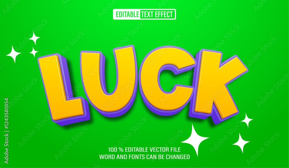 Poster editable 3d text style effect -lucky text effect template