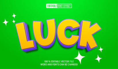 Editable 3d text style effect -Lucky text effect Template