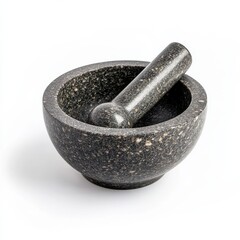 Traditional mortar and pestle crafted from stone, showcasing timeless kitchen tool used for grinding spices and herbs