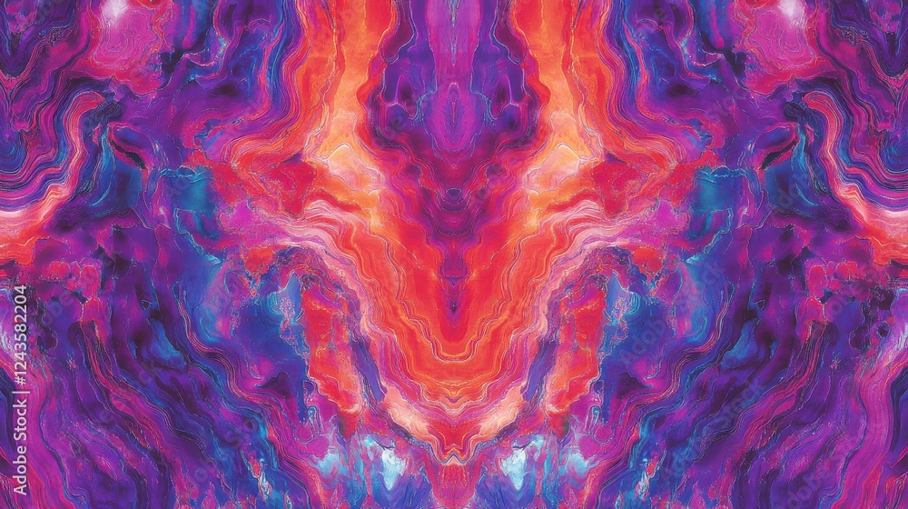 Poster vibrant abstract pattern with bright magenta swirling colors and dynamic contrasts creating depth an