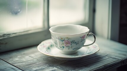 Porcelain teacups were placed gracefully on the table