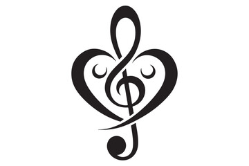Fototapeta premium Heart music note logo