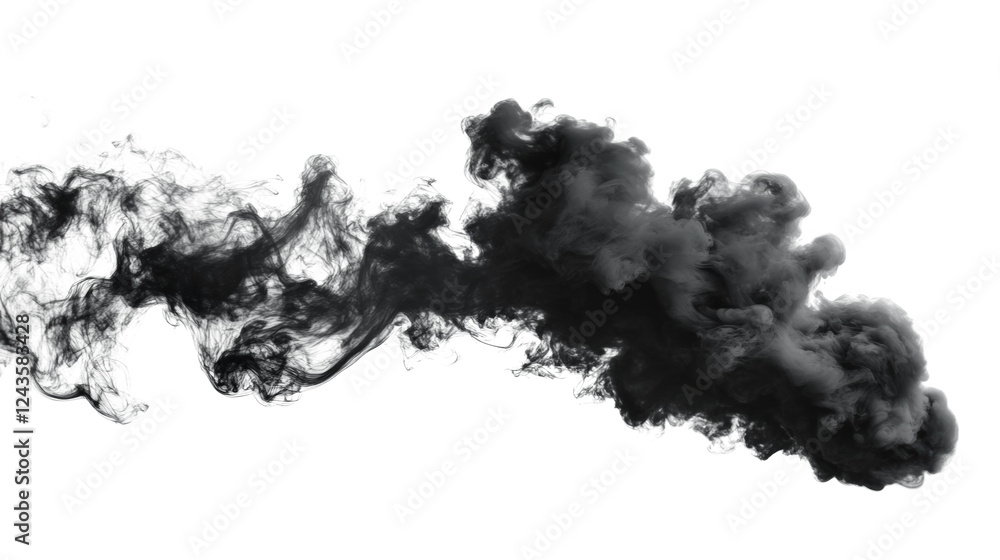 Poster dynamic black smoke release abstract environment visual isolated on transparent background