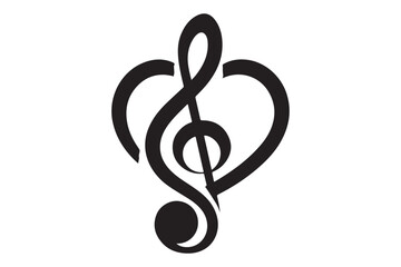 Obraz premium Heart music note logo