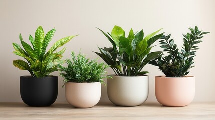 Obraz premium Lush Indoor Plants in Modern Pots for Home Decor and Aesthetic