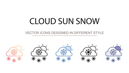 Cloud Sun Snow icon design with white background stock illustration