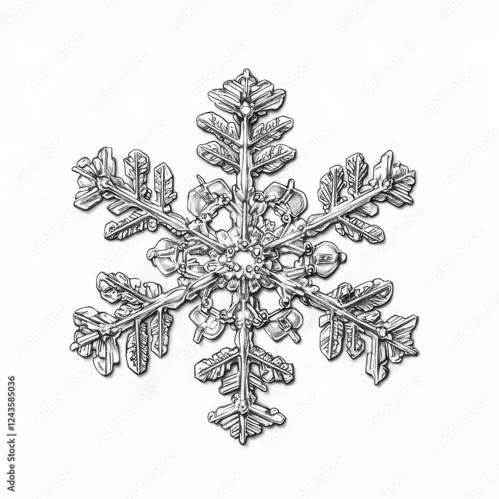 Aufkleber intricate illustration of a snowflake showcasing detailed crystalline structures and symmetrical des