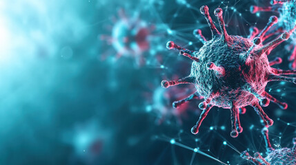 Conceptual image of digital viruses in a networked environment for technology and science design