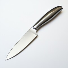 Fototapeta premium Sleek stainless steel kitchen knife showcasing sharp blade and ergonomic handle for efficient food preparation tasks