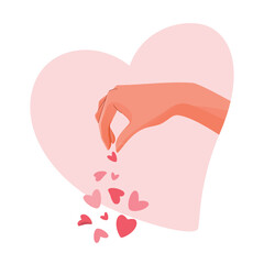Hand sprinkles pink hearts