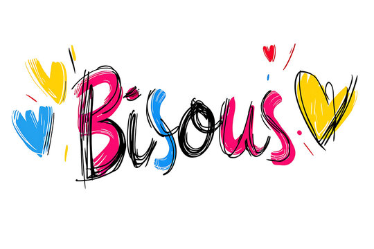 Bisous colorful artistic typography illustration