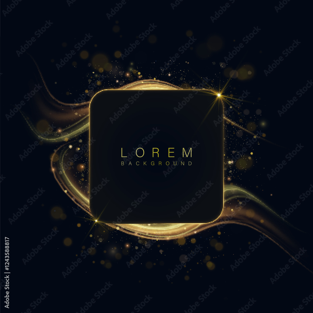 Aufkleber Abstract background with golden light effects on a dark background. Glowing lines and particles create an elegant and futuristic design, perfect for premium projects.